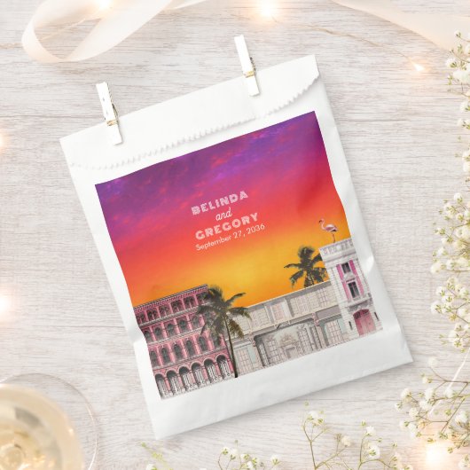 Miami Beach Rainbow Row Charleston Palm Wedding フェイバーバッグ (クリップ留めされた状態)