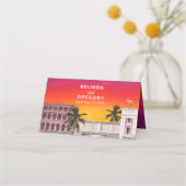 Miami Beach Rainbow Row Charleston Palm Wedding プレイスカード (裏面)