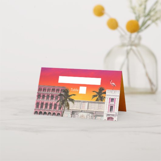 Miami Beach Rainbow Row Charleston Palm Wedding プレイスカード (正面)
