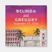 Miami Beach Rainbow Row Charleston Palm Wedding マグネット (正面)