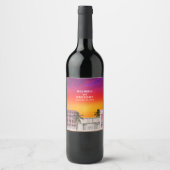 Miami Beach Rainbow Row Charleston Palm Wedding ワインラベル (正面)