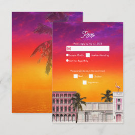 Miami Beach Rainbow Row Charleston Palm Wedding 出欠カード