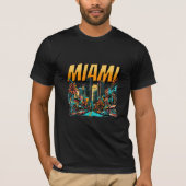 Miami Beach Skyline Retro Tee Tシャツ (正面)