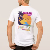Miami Beach Summer Holiday  – Retro Palm Tree  トライブレンドＴシャツ (裏面)
