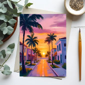 Miami Beach Sunset | Ocean Florida Watercolor ポストカード