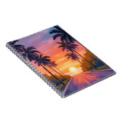 Miami Beach Sunset Palm Tree Tropical ノートブック (右側)