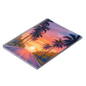 Miami Beach Sunset Palm Tree Tropical ノートブック (左側)