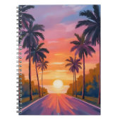 Miami Beach Sunset Palm Tree Tropical ノートブック (正面)