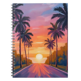 Miami Beach Sunset Palm Tree Tropical ノートブック