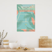 Miami Beach Tennis Print Retro Sport Art in Blue ポスター (キッチン)