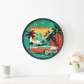 Miami Beach Vintage Car ラージ壁時計 (ホーム)
