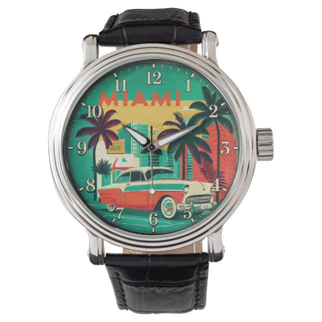 Miami Beach Vintage Car  腕時計 (正面)
