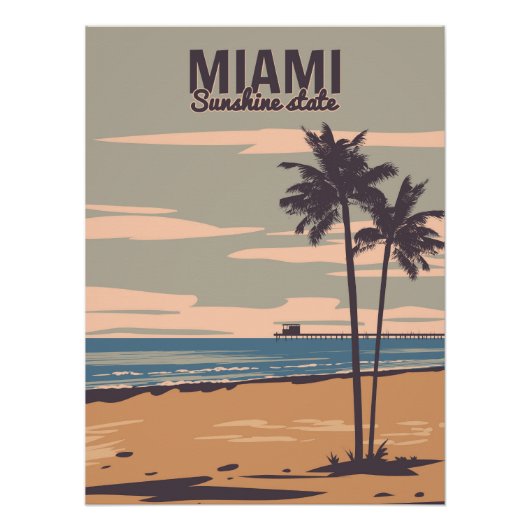 Miami Beach Vintage Poster. Beach ポスター (正面)