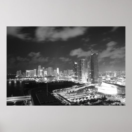 Miami by Night in Black and White ポスター (正面)
