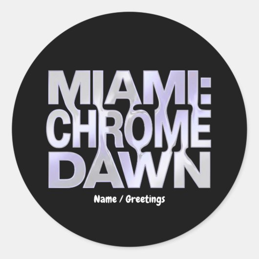 Miami Chrome Dawn Liquid Metal Y3K Aesthetic Art ラウンドシール (正面)