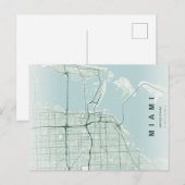 Miami City Map Minimal Postcard ポストカード (正面/裏面)
