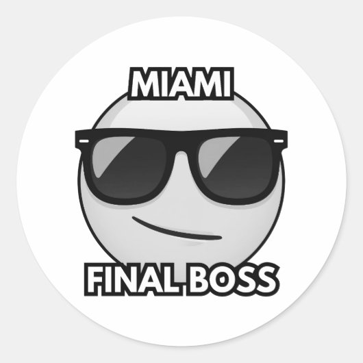 Miami Final Boss Cool Emoji Sticker ラウンドシール (正面)