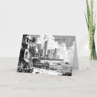 Miami Florida Black and White Greeting card シーズンカード