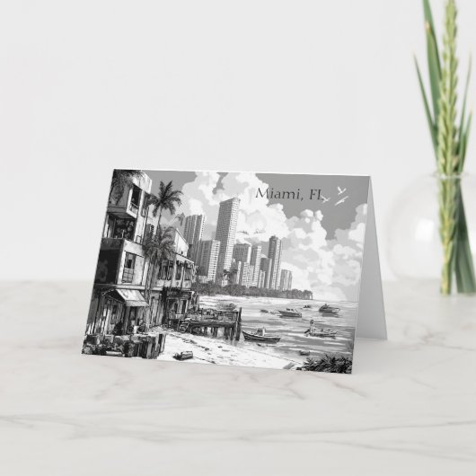 Miami Florida Black and White Greeting card シーズンカード (正面)