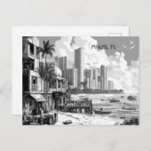 Miami Florida Black and White Travel ポストカード (正面/裏面)