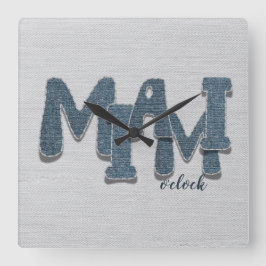 Miami Florida Denim Letter Wall Clock スクエア壁時計