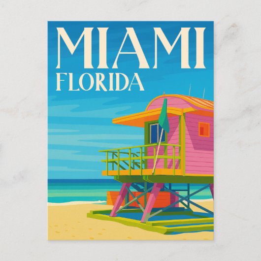 Miami Florida Lifeguard Stand Beach ポストカード (正面)