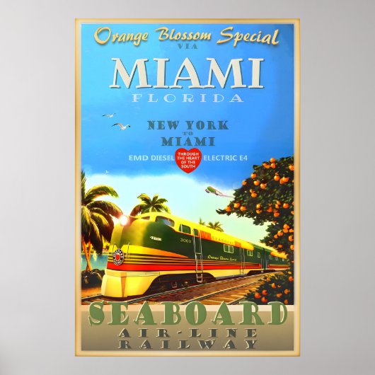 Miami Florida Orange Blossom Special Train Art ポスター (正面)
