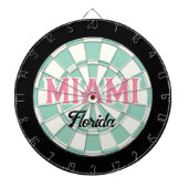 MIAMI Florida Pink text Light Teal White Black ダーツボード (正面)
