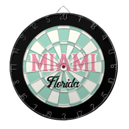 MIAMI Florida Pink text Light Teal White Black ダーツボード