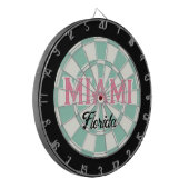 MIAMI Florida Pink text Light Teal White Black ダーツボード (正面左)