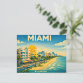 Miami Florida Retro Travel Postcard ポストカード (スタンド正面)