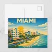 Miami Florida Retro Travel Postcard ポストカード (正面/裏面)