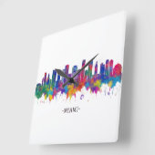 Miami Florida Skyline スクエア壁時計 (傾斜)