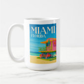 Miami Florida South Beach Life Guard Art Deco コーヒーマグカップ (左)