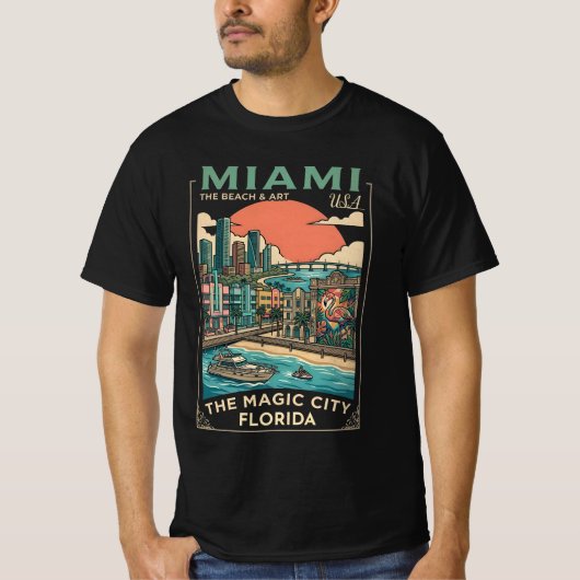 Miami, Florida, the enchanting city - a beach  Tシャツ (正面)