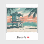 Miami Florida Travel South Beach Minimalist Retro シール (シート)