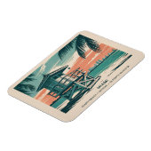 Miami Florida Travel South Beach Minimalist Retro マグネット (左側)