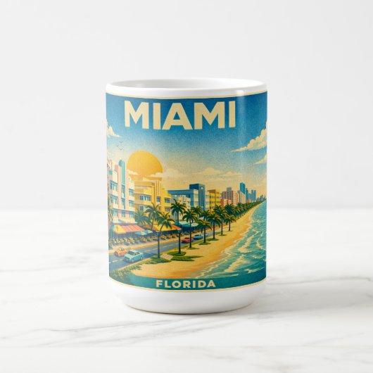 Miami Florida Vintage Travel Poster Mug コーヒーマグカップ (中央)