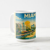 Miami Florida Vintage Travel Poster Mug コーヒーマグカップ (正面左)