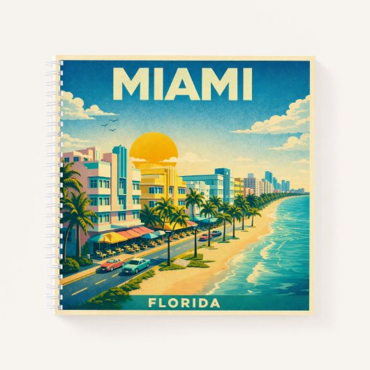 Miami Florida Vintage Travel Poster Notebook ノートブック (正面)