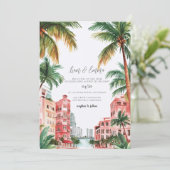 Miami Florida Watercolor Wedding Invitation 招待状 (スタンド正面)