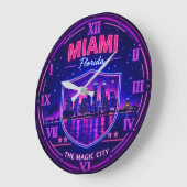 Miami Florida Waterfront ラージ壁時計 (傾斜)