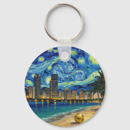 Miami Golden Shore Soccer Elegant and Oil Fine Art キーホルダー