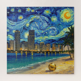 Miami Golden Shore Soccer Elegant and Oil Fine Art ジグソーパズル