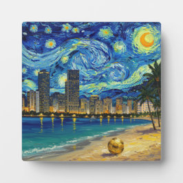 Miami Golden Shore Soccer Elegant and Oil Fine Art フォトプラーク