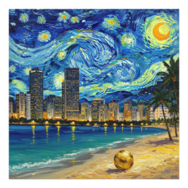 Miami Golden Shore Soccer Elegant and Oil Fine Art フォトプリント