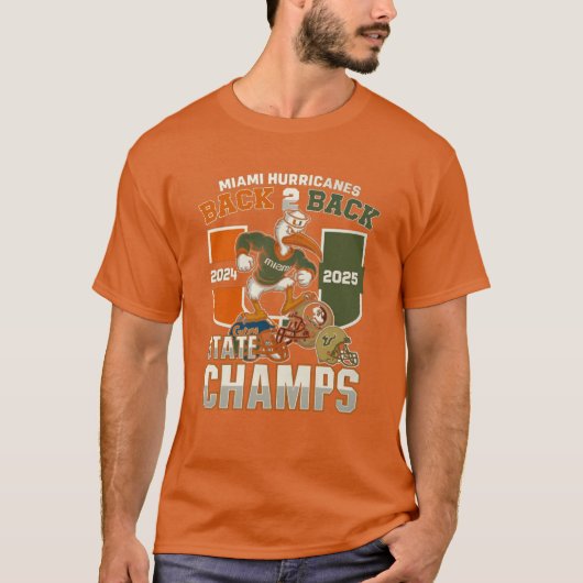 Miami Hurricanes back to back 2025 friend Tシャツ (正面)