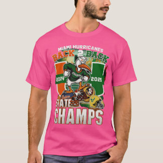 Miami Hurricanes Black Back 2 Back State Champs gi Tシャツ