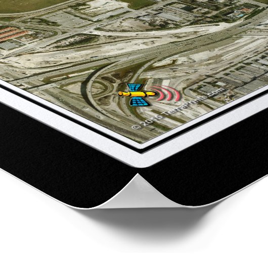 Miami Intl Airport Florida Satellite Poster Map ポスター (角)