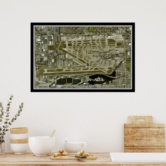 Miami Intl Airport Florida Satellite Poster Map ポスター (キッチン)